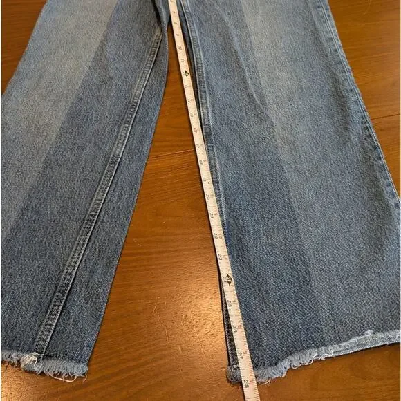 Reformation Natoma Blue Denim Distressed High-rise Straight Leg Jeans, size 25 - Picture 6 of 8